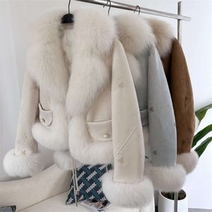 Haining – manteau en fourrure de renard pour femme, Slim et chaud, de petite taille, Style court, nouvelle mode automne hiver 2023, 398138