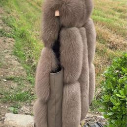 Haining 2023 nuevo chaleco de zorro de moda con abrigo verdadero, hombro delgado de gran tamaño, ropa de mujer integrada de cuero y piel 329298