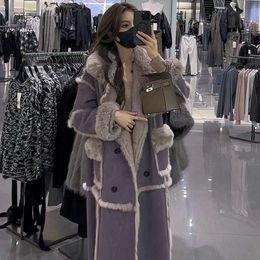 Haining 2023 hiver nouveau mi-long avec des poils de lapin simulés épaissi, aspect ample et mince, manteau de fourrure de haute qualité pour les femmes 378655