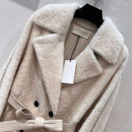 Haining automne hiver nouveau produit CE maison laine mérinos et fourrure Style intégré déesse Long manteau vêtements pour femmes 182960