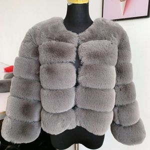 Haining automne hiver nouveau chaud et décontracté Patchwork Imitation manteau de fourrure de renard vêtements pour femmes 769106