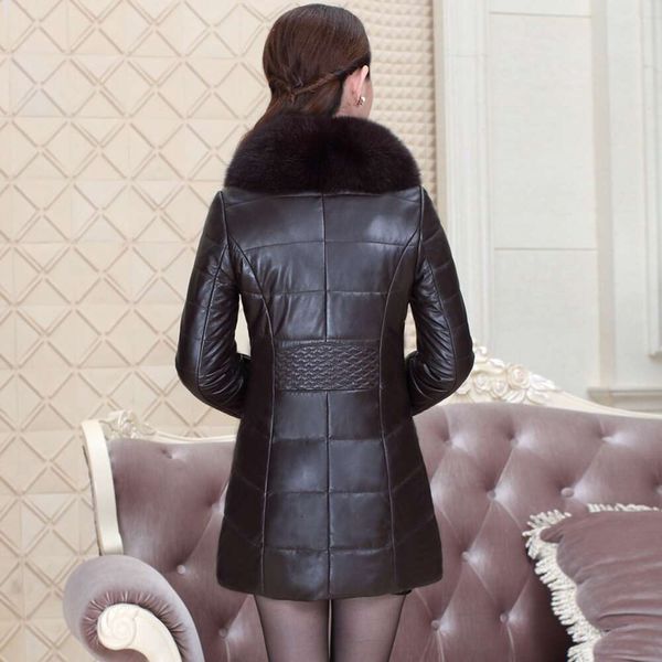 Haining manteau de fourrure nouveau duvet véritable longueur moyenne femmes d'âge moyen et mères âgées veste en cuir de vison 734496