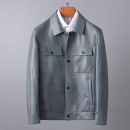 Haining Echte lederen kleding Nieuwe heren Short Leather Sheepskin Lederen Jacket Casual Jacket