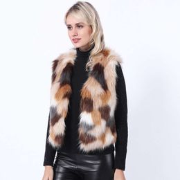 Haining – gilet en fausse fourrure de renard pour femme, veste courte à épaules colorées coréennes, nouvelle collection 679633