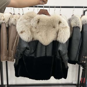 Haining – manteau en cachemire avec col de renard intégré pour femme, ample et à la mode, en fourrure, nouvelle collection hiver 2023, 144775