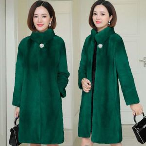 Haining cuir col montant version coréenne vison velours manteau pour femme mère d'âge moyen vêtements d'automne et d'hiver fourrure de longueur moyenne 310233