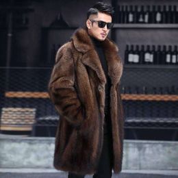 Haining manteau de fourrure de vison hommes longueur moyenne à capuche concepteur hiver herbe épaisse YR21