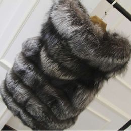 Haining nueva chaqueta chaleco de piel de zorro de imitación larga para mujer precio especial 800945