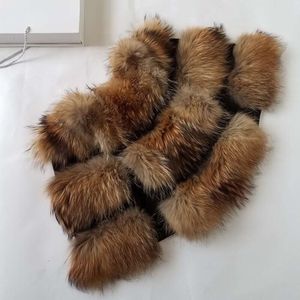 Haining réel raton laveur rayures horizontales automne et hiver gilet veste entière fourrure intégrée vêtements pour femmes 211089