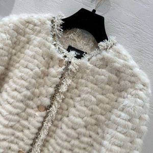 Haining gland Patchwork pour femmes 2023 nouveau manteau de fourrure de vison d'hiver avec un petit parfum 707644