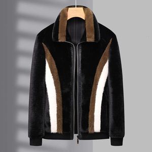 Haining Winter Golden Mink Fleece Piel para hombre y abrigo integrado para chaqueta aislante cálida 7WFI