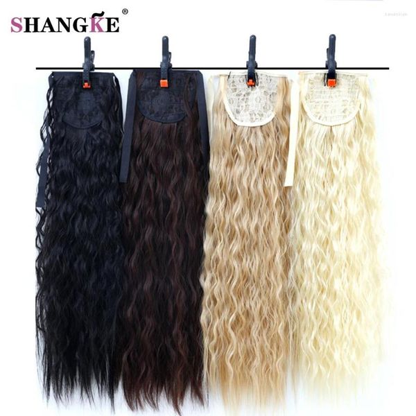 Cabello 22 '' Long Curly Ponytail para mujeres negras Vino Rojo Piezas falsas sintéticas resistentes al calor