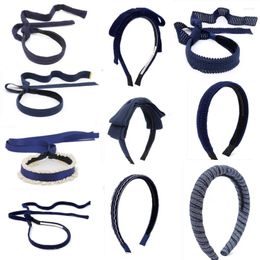 Accesorios para el cabello 001W Azul marino Uniforme escolar Color Niñas Clips de lazo Diadema de moda