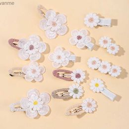 Haaraccessoires 1/2/5 Leuke Daisy Flower Hair Clips Baby Girl BB Clip Broken Pony Childrens Hair Clips Lace Wit Witte Naakt Kinderaccessoires WX