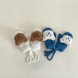 Accessoires pour cheveux, gants pour enfants de 1 à 4 ans, ours d'hiver pour garçons et filles, en peluche épaisse et chaude, suspendue au cou pour bébé