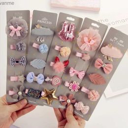 Haaraccessoires 1/5 stuk/set Kawaii Bloem/Cloud Hair Clip Set Baby Girl Cartoon Crown Bow Star Hair Girl Girl Cute Childrens Hair Accessoires WX