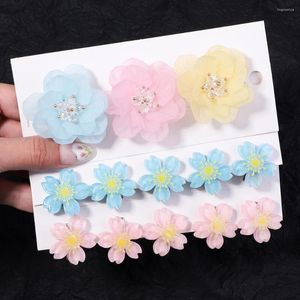 Accessoires de cheveux 1 / 5pcs / ensemble Couleur de bonbons Couleur Cherry Blossom Camellia Clips For Women Girls Sweet Mini Hairpins Headwear Fashion