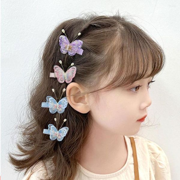 Accessoires pour cheveux 1 paire de pinces papillon brodées de fées pour bébés filles perle enfants épingles à cheveux chapeaux tout-petits Mini mignon Barr Y4Y3