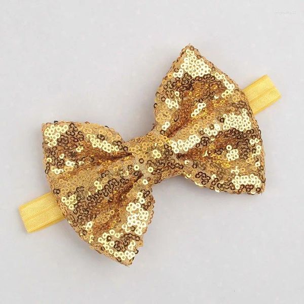 Accesorios para el cabello 1 PC Big Bow Gold Silver Colorido Sólido Lentejuela Nylon Diadema para Baby Girls Band Moda