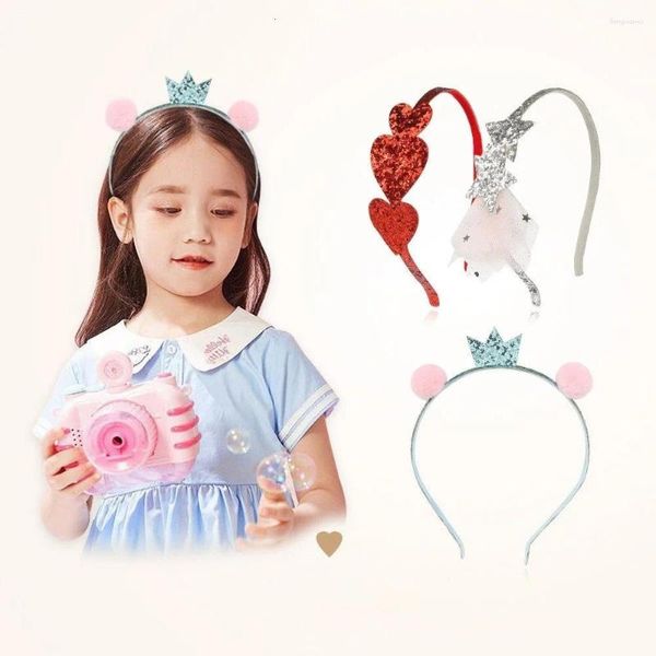 Accesorios para el cabello, 1 unidad, aro rojo con purpurina para niños, diademas bonitas para bebés, tocados de princesa, diademas con cierre para niñas y niños