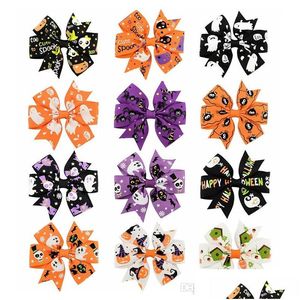 Accesorios para el cabello 1 PCS Beautif Halloween Decorativo Girls Bow Barrettes Horquilla Tocado Fiesta DIY Decoración Drop Entrega Bebé Niños Mat Dhuz6