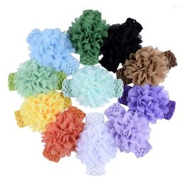 Accessoires de cheveux 1 pcs Borns Baby Girls Bandeaux en mousseline de soie Big Flower Soft Stretch Band pour nourrissons en bas âge