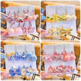 Accessoires de cheveux 10/20 PCS / Set Baby Girls Migne Cartoon Flower Bow Elastic Hair Bands Childre