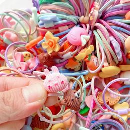 Accesorios para el cabello, 10/30/50 Uds., bandas elásticas de dibujos animados, lazos, coleteros, ligas, conjunto para bebé niña, joyería infantil