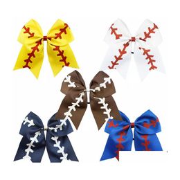 Haaraccessoires 10 kleuren Softbal Baby Hoofdband Girl Baseball Haarbanden Rugby Bowknot Tail Bows Cheerleading C6425 Drop Delivery K Dhanj