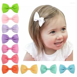 Accessoires pour cheveux, 10 pièces, petites épingles à cheveux faites à la main pour bébés filles, petites pinces à nœud côtelé de couleur unie pour enfants, Mini 2.75 pouces, vente en gros