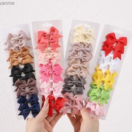 Accessoires de cheveux 10 pièces / lot de enfants couleurs solides ruban Baby Bow Coiffes Clips de cheveux adaptés à des pinces à cheveux à nœud à nœud à nœud à la main mini