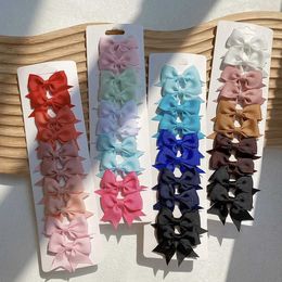 Haaraccessoires 10 stuks/set 1,9-inch vaste kleuren lint Childrens Bow Clip Baby Girl Handmade Knoop Hair Mini Bucket Accessories D240513