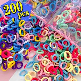 Haaraccessoires 100/200 stks kinderen nylon elastische hoofdband meisjes rubberen band kinderen grijpen haar tie clip met babyhaaraccessoires D240514