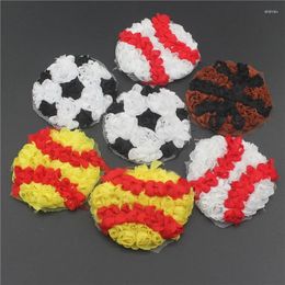 Accessoires pour cheveux 10pcs 2,5 "en mousseline de soie rose sport baseball softball football patchs de basket-ball pour enfants bandeau vêtements couture