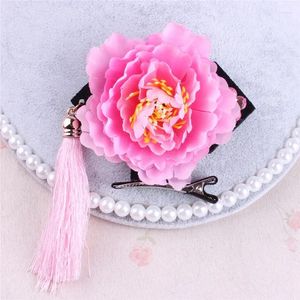 Accessoires pour cheveux, 10 pièces, nouveauté 2024, pinces pour filles, pompons de princesse traditionnelle chinoise, fleurs de pivoine, épingles à cheveux pour enfants