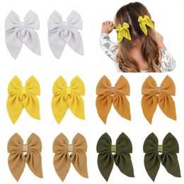 Accessoires pour cheveux 10 pièces 3 pouces solide arc queue de cheval queue de cochon entièrement doublé pinces crocodile Barrettes pour bébés filles tout-petits nourrissons