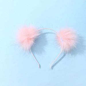 Haaraccessoires 10 stks Baby Roze Bont PomPom Haarbanden Cartoon Dierlijke Oren Harde Hoofdband Party Hoofddeksels Boutique Voor Meisjes