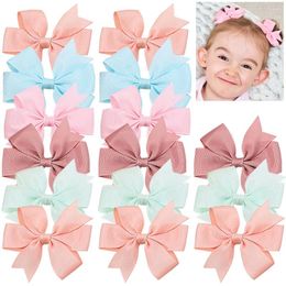 Accessoires de cheveux 10pcs Clip Clip Baby Bowknots Épingles à cheveux Barrettes Headwear Ribbon Solid Hairpin Boutique Girls Mabon