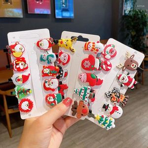 Haaraccessoires 10 stuks Kerstboom Kinderen Kind Meisje Leuke Cartoon Sneeuwpop Elanden Clip Pin Haarspelden Hairgrip Haarspeldjes