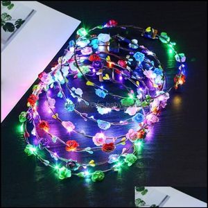 Haaraccessoires 10 Stuks Colorf Christmas Party Gloeiende Krans Halloween Kroon Bloem Hoofdband Vrouwen Meisjes Led Light Up Hai Babydhs250O