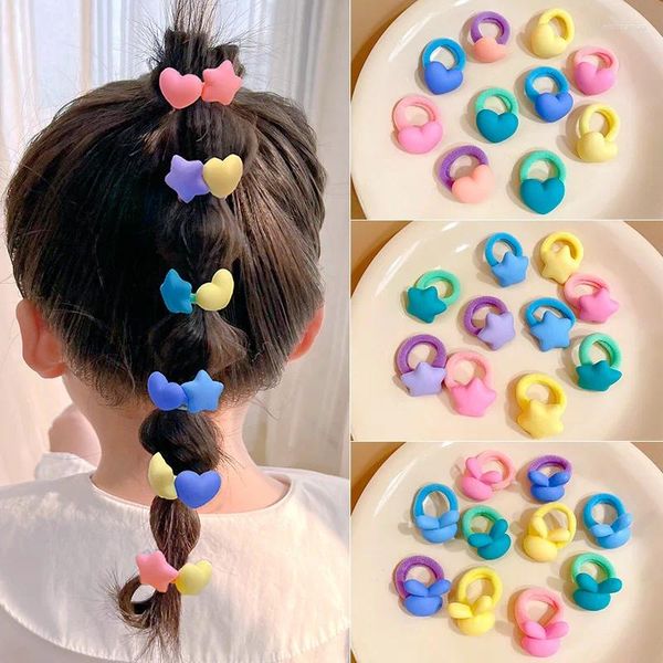 Accesorios para el cabello 10 unids Cute Cartoon Girl Scrunchie Set Macaron Pequeño Pulgar Cuerda Alto Estiramiento y Durable Tie Kid's