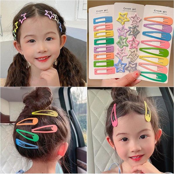 Accesorios para el cabello 10 Uds Clips de moda para mujeres niñas Kawaii niños broches a presión Color caramelo horquillas Clip