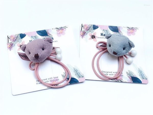 Accessoires pour cheveux 10 pièces mode mignon ours en peluche cravates solide nœud papillon Animal bandes élastiques princesse chapeaux filles