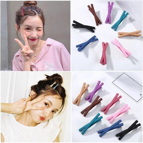 Accessoires de cheveux 10pcs Girl Color Couleur givrée en épingle à cheveux solide croix latérale Clip de seins Filles BB Clips coiffeur