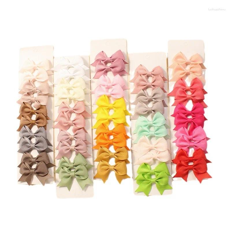 Hair Accessories 10pcs Girl Dovetail Clip Ribbon Bow Knot Hairpin Kids Ribbed Band Clips Baby Decoration Wholesale