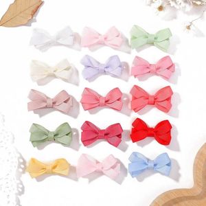 Accessoires pour cheveux 10 pièces pinces à cheveux faites à la main pour bébé, broderie d'alligator, nœud de fille, épingles à cheveux en tissu neutre de couleur unie