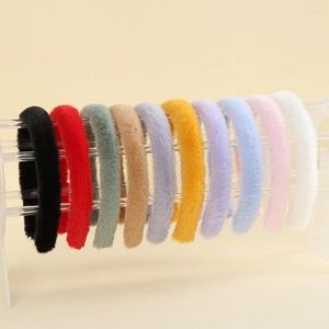 Accesorios para el cabello 10 unids/lote 15mm diademas de lana dulce bandas cálidas de invierno diademas de piel para niñas aros de plástico 10 colores