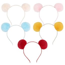 Haaraccessoires 10 stks/veel schattige pom haarband snoepkleur pluche ball meisjes hoofdband nepbont wazen gezicht make -up hoofddeksels kinderen accessorie