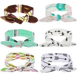 Haaraccessoires 10 stks/partij Meisje Pijl Veer Print Top Bands Zachte Haarband Tulband Oor Hoofdbanden Kinderen