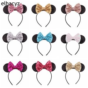 Accessoires pour cheveux 10 pièces/lot vente en gros paillettes souris oreilles bandeau filles 5 ''paillettes arc bricolage bandeau pour enfants bandeau de cheveux chapeaux accessoires de cheveux 231215